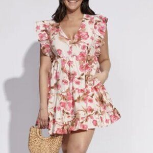 Abercrombie & Fitch Cream Dress with Pink Floral Print